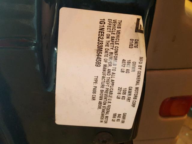 1G1NE52J33M644589 - 2003 CHEVROLET MALIBU LS მწვანე ფოტო 10