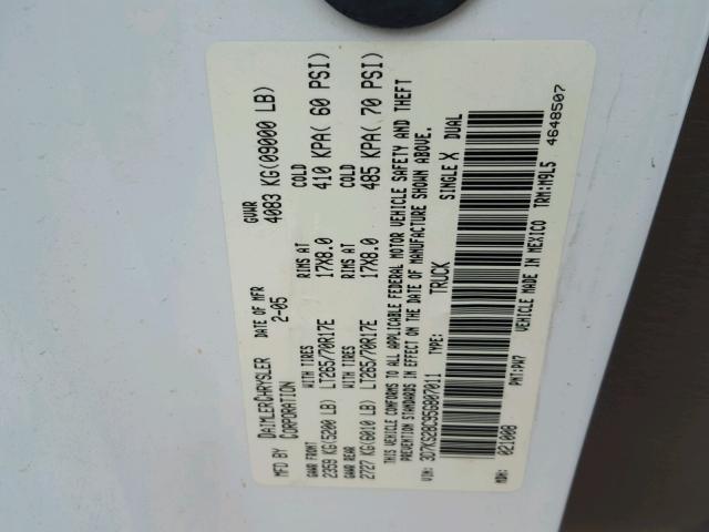 3D7KS28C95G807011 - 2005 DODGE RAM 2500 S WHITE photo 10