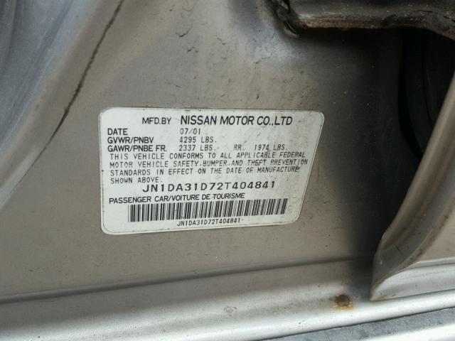 JN1CA31D02T201628 - 2002 NISSAN MAXIMA CREAM photo 10