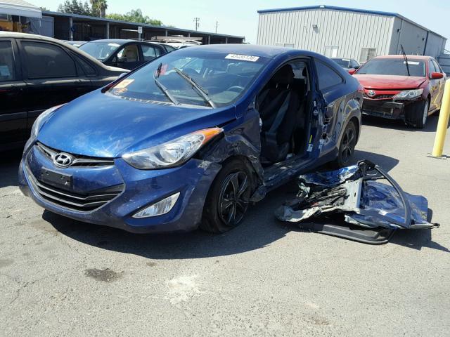 KMHDH6AE4DU010757 - 2013 HYUNDAI ELANTRA CO BLUE photo 2