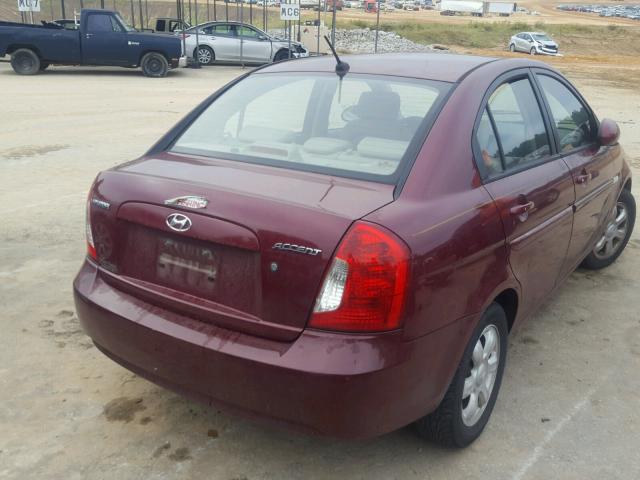 KMHCN46C37U143496 - 2007 HYUNDAI ACCENT BURGUNDY photo 4