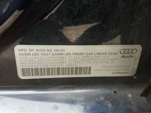 WAUFFAFL7AN007836 - 2010 AUDI A4 PREMIUM BLUE photo 10