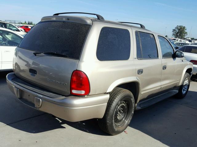 1B4HR48N42F202319 - 2002 DODGE DURANGO SL BEIGE photo 4