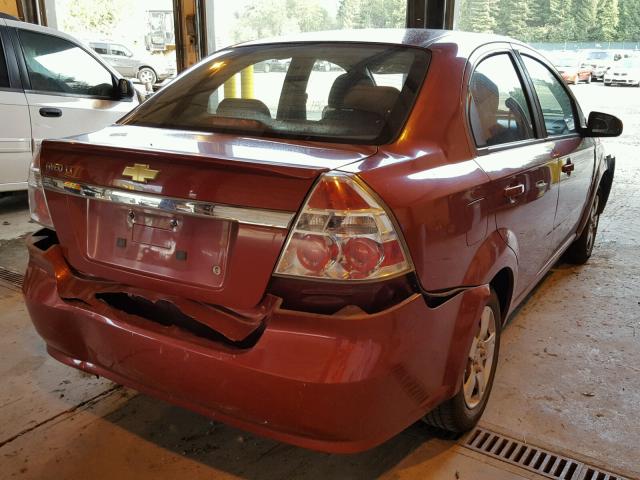KL1TD5DE1AB119628 - 2010 CHEVROLET AVEO LS RED photo 4