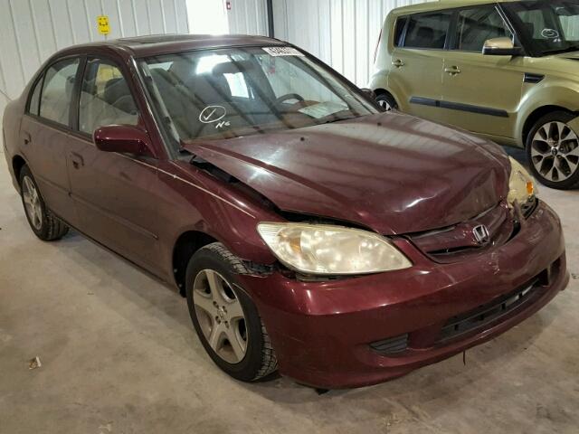 2HGES26734H564308 - 2004 HONDA CIVIC EX RED photo 1