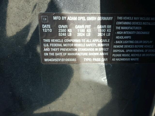 W04GV5EV1B1093085 - 2011 BUICK REGAL BLACK photo 10