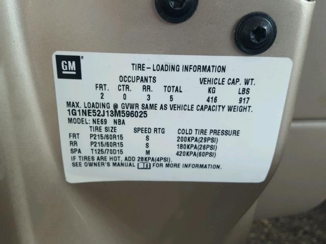 1G1NE52J13M596025 - 2003 CHEVROLET MALIBU LS ოქროსფერი ფოტო 10