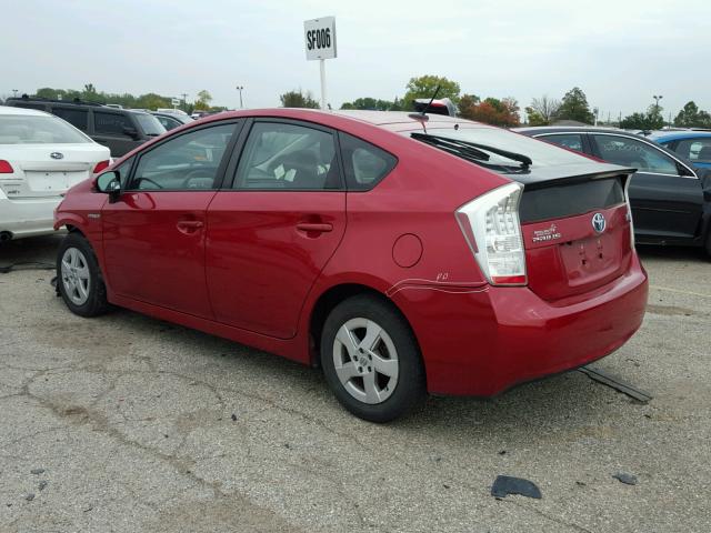 JTDKN3DU7A0160645 - 2010 TOYOTA PRIUS RED photo 3