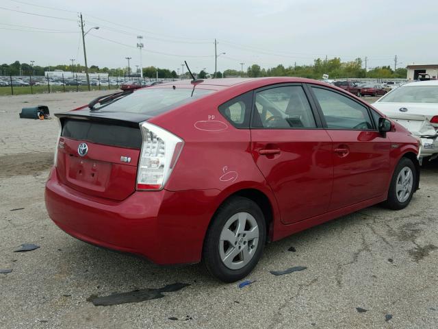 JTDKN3DU7A0160645 - 2010 TOYOTA PRIUS RED photo 4