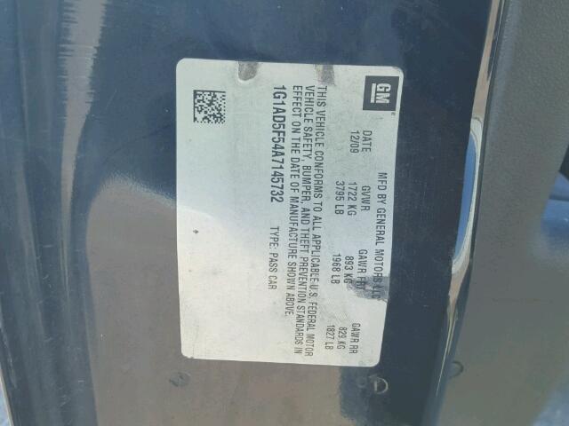 1G1AD5F54A7145732 - 2010 CHEVROLET COBALT BLACK photo 10