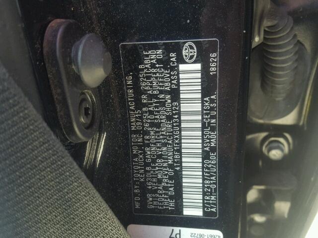 4T1BF1FKXGU134129 - 2016 TOYOTA CAMRY LE შავი ფოტო 10