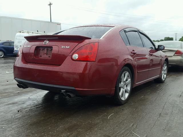 1N4BA41E47C812360 - 2007 NISSAN MAXIMA SE RED photo 4