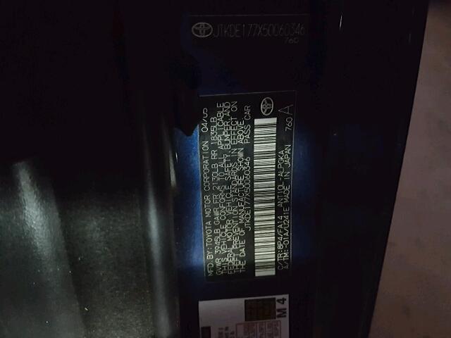 JTKDE177X50060346 - 2005 TOYOTA SCION TC 蓝色 照片 10