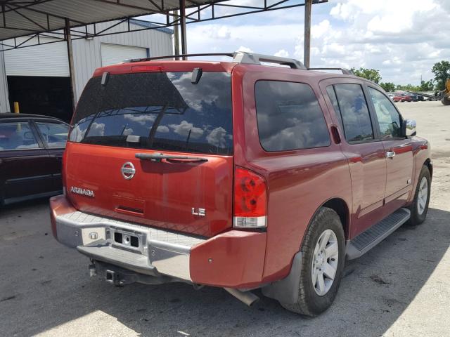 5N1BA08AX7N701463 - 2007 NISSAN ARMADA SE RED photo 4