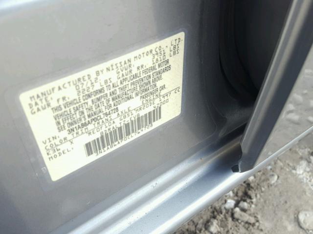 3N1AB6AP0CL764728 - 2012 NISSAN SENTRA 2.0 GRAY photo 10