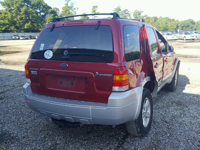 1FMCU95H46KC95990 - 2006 FORD ESCAPE HEV RED photo 4
