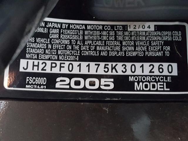 JH2PF01175K301260 - 2005 HONDA FSC600 D GRAY photo 10