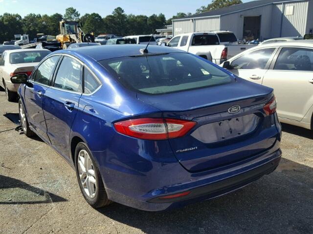 3FA6P0H76GR397818 - 2016 FORD FUSION SE BLUE photo 3