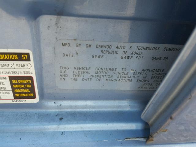 KL1TD52605B404466 - 2005 CHEVROLET AVEO BASE Көк фото 10