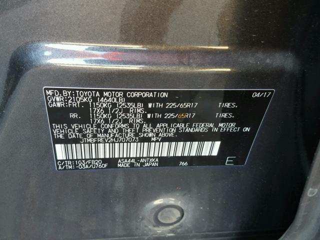 JTMBFREV2HJ707073 - 2017 TOYOTA RAV4 LE Grafit foto 10