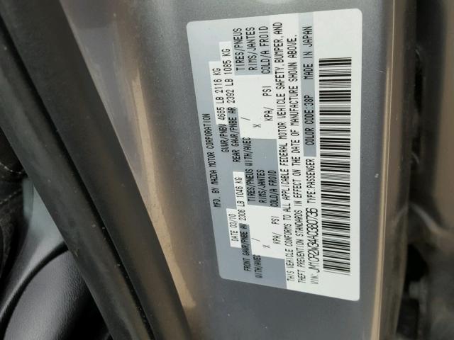 JM1CR2W34A0380736 - 2010 MAZDA 5 SILVER photo 10