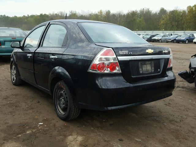 KL1TG56E39B354774 - 2009 CHEVROLET AVEO LT BLACK photo 3