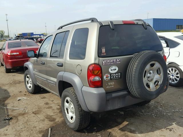 1J4GL48K33W656210 - 2003 JEEP LIBERTY SP BEIGE photo 3