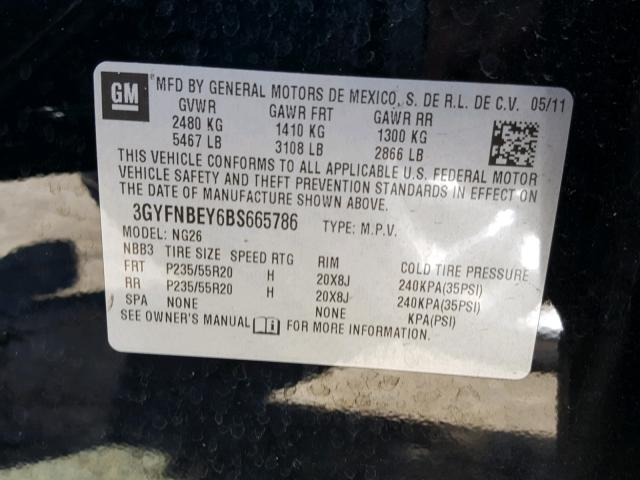 3GYFNBEY6BS665786 - 2011 CADILLAC SRX PERFOR 黑色 照片 10