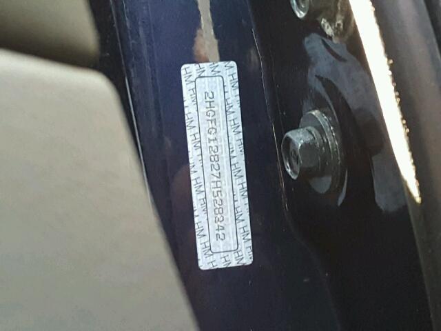 2HGFG12827H528242 - 2007 HONDA CIVIC EX BLUE photo 10