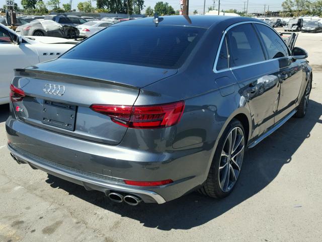 WAUB4AF46JA002230 - 2018 AUDI S4 GRAY photo 4