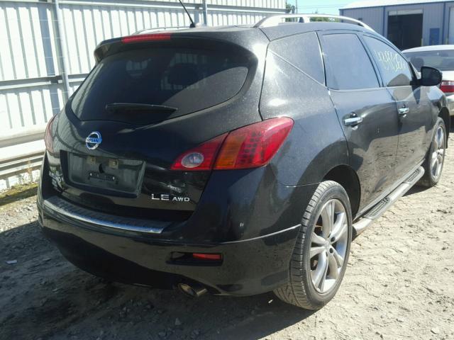 JN8AZ18W89W108826 - 2009 NISSAN MURANO S BLACK photo 4