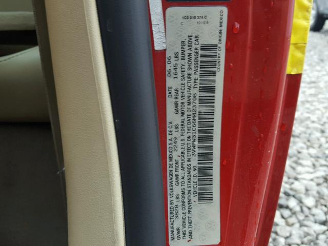 3VWPW31C66M423708 - 2006 VOLKSWAGEN NEW BEETLE 红色 照片 10