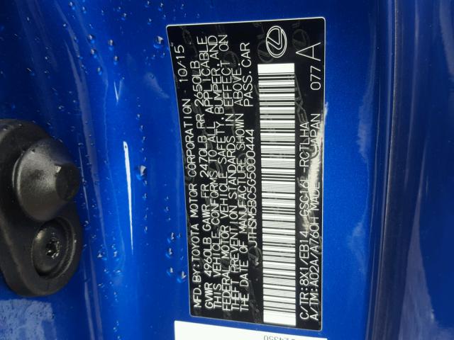 JTHSM5BC5G5000444 - 2016 LEXUS RC 300 BLUE photo 10