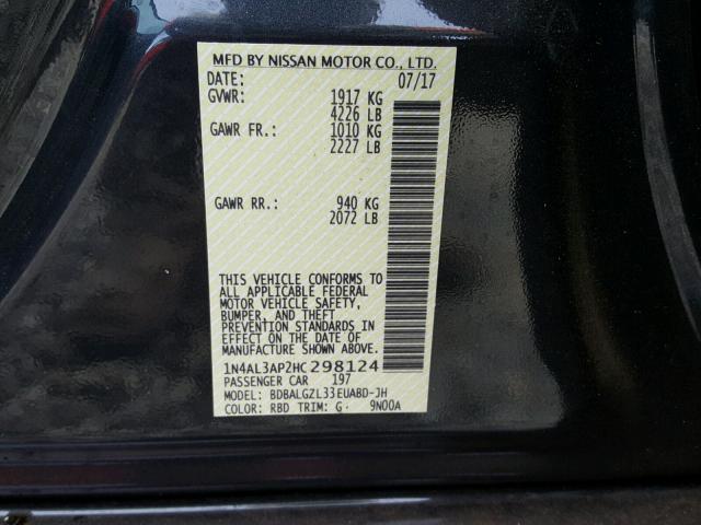 1N4AL3AP2HC298124 - 2017 NISSAN ALTIMA 2.5 BLACK photo 10