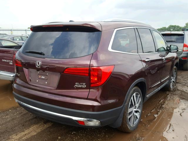 5FNYF6H0XHB057344 - 2017 HONDA PILOT ELIT MAROON photo 4