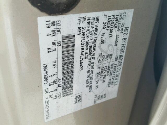 5LMFU27R64LJ26438 - 2004 LINCOLN NAVIGATOR Złoty zdjęcie 10