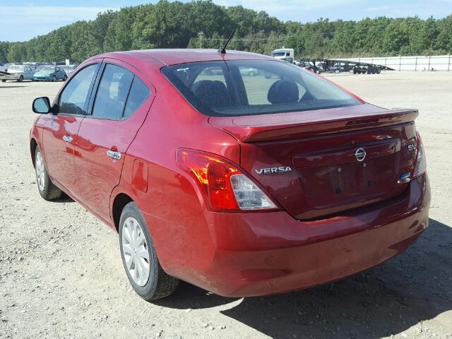 3N1CN7AP7EL835187 - 2014 NISSAN VERSA S RED photo 3