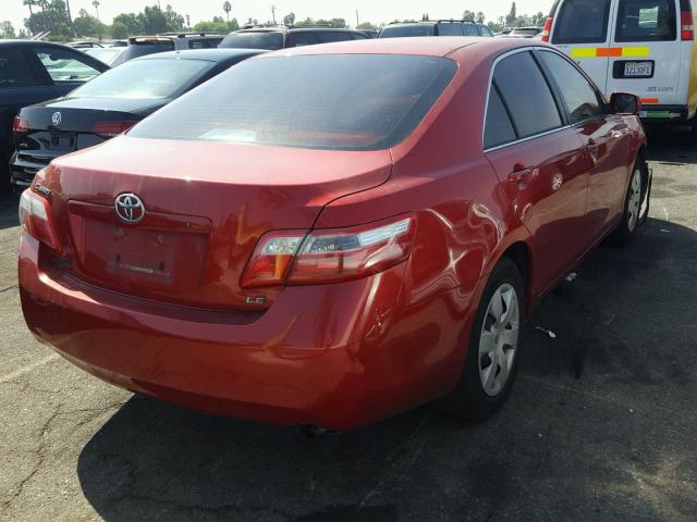 4T4BE46KX8R016240 - 2008 TOYOTA CAMRY CE RED photo 4