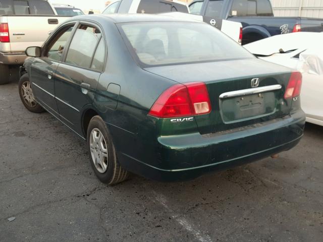 1HGES16591L021603 - 2001 HONDA CIVIC LX GREEN photo 3