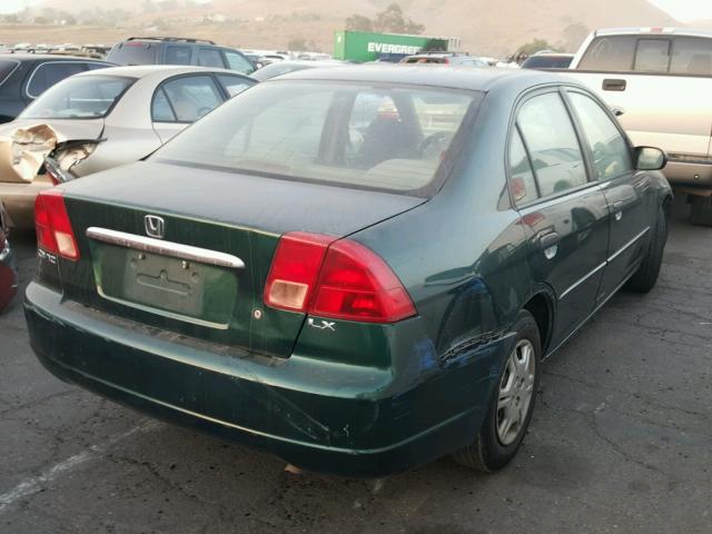 1HGES16591L021603 - 2001 HONDA CIVIC LX GREEN photo 4