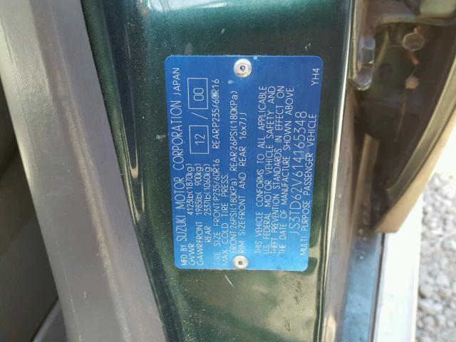 JS3TD62V614165348 - 2001 SUZUKI GRAND VITA GREEN photo 10