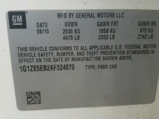 1G1ZE5EB2AF324879 - 2010 CHEVROLET MALIBU LTZ 白色 照片 10