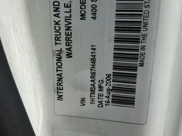 1HTMSAAR67H484141 - 2007 INTERNATIONAL 4000 4400 WHITE photo 10