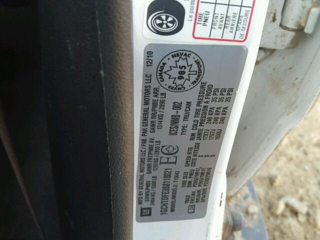 1GCHTDFE3B8118021 - 2011 CHEVROLET COLORADO L WHITE photo 10