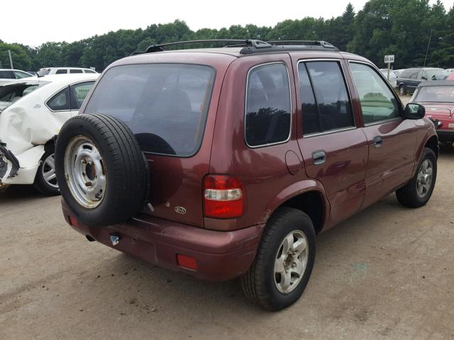 KNDJB723715035010 - 2001 KIA SPORTAGE MAROON photo 4