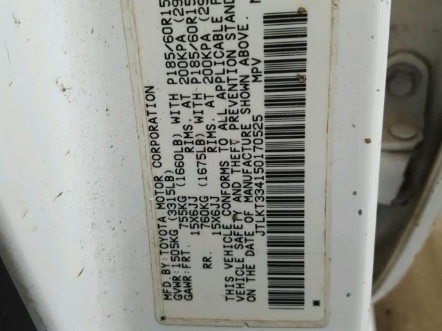 JTLKT334150170525 - 2005 TOYOTA SCION XB Blanco foto 10