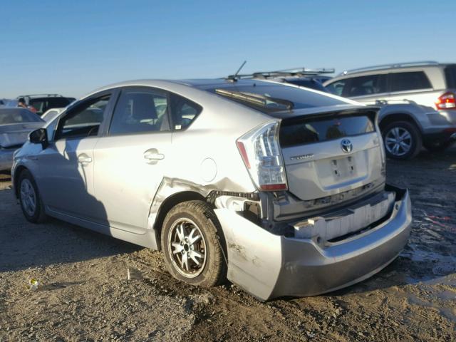 JTDKN3DUXA0082880 - 2010 TOYOTA PRIUS SILVER photo 3