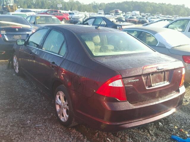 3FAHP0HA2CR333273 - 2012 FORD FUSION SE RED photo 3