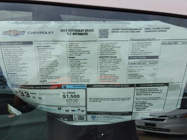 KL8CD6SA9HC736156 - 2017 CHEVROLET SPARK 1LT GRAY photo 9