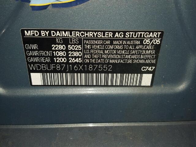 WDBUF87J16X187552 - 2006 MERCEDES-BENZ E 350 4MAT BLUE photo 10